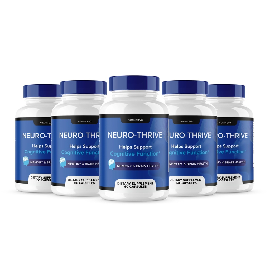 (5 Pack) Neuro Thrive Brain Supplement, Neuro Thrive for Memory, Neuro Thrive PQ, Brain Fog'un olumsuz etkilerini azaltmak için, Neuro Thrive Cognitive Function, NeuroThrive Yorumlar Neuro-Thrive (300 Cap)