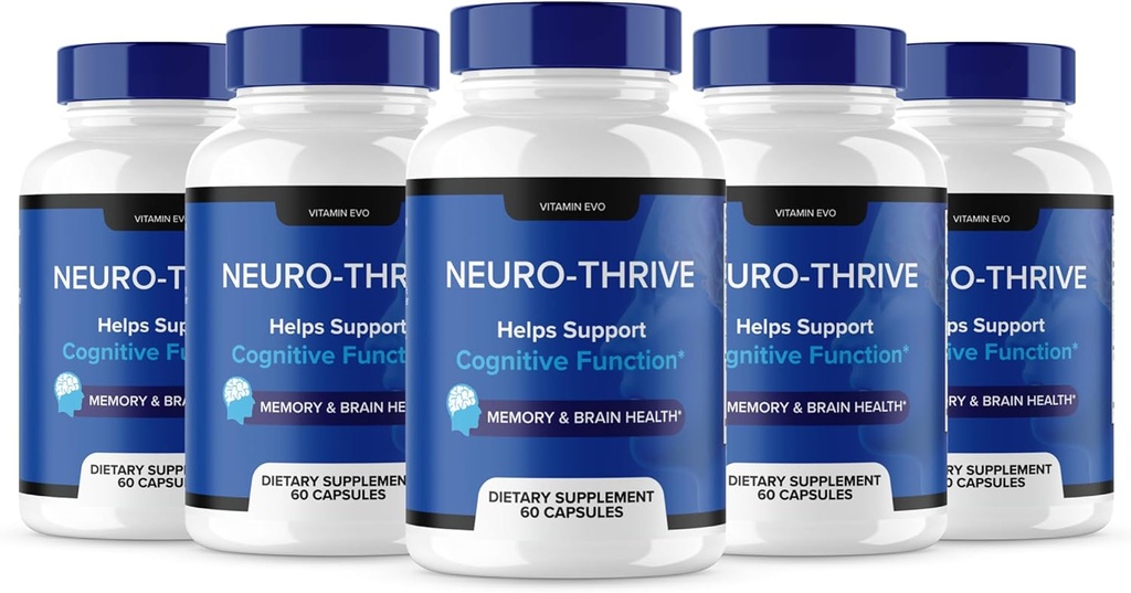 (5 Pack) Neuro Thrive Brain Supplement, Neuro Thrive for Memory, Neuro Thrive PQ, Brain Fog'un olumsuz etkilerini azaltmak için, Neuro Thrive Cognitive Function, NeuroThrive Yorumlar Neuro-Thrive (300 Cap)