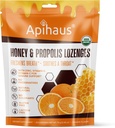 Honey ve Propolis Lozenges Orange Flavor, Freshens Breath - Soothes a Throat- Immune Support with Vitamin C, Vitamin D and çinko, 20 Count