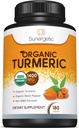Sunergetic USDA sertifikalı Organik Turmeric Supplement – Organik Turmeric & Organik Black Pepper – 1,400 mg of Turmeric per Service - 180 Count (Pack of 1)