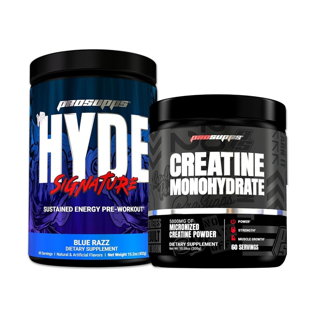 ProSUPPS Hyde Signature Παρατεταμένη Ενεργειακή Προ-εξάσκηση, Μπλε Ραζ - 60 Υπηρεσίες, και Createine 300 Bundle