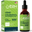 E2H Chlorophyll Liquid Drops - Natural Energy Branson, Immune System Support and Internal Deodorant - Peppermint Flavor - 2 Fl Oz Oz