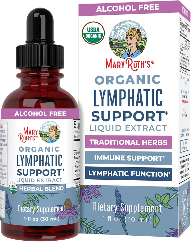 MaryRuth Organics Lymphatic Support Drops | USDA Organic Lymphatic Cleanse Immune Support Supplement| Lymphatic Support with Echinacea & Elderberry | Blue Vervain | Vegan | Non-GMO | 30 Hizmet