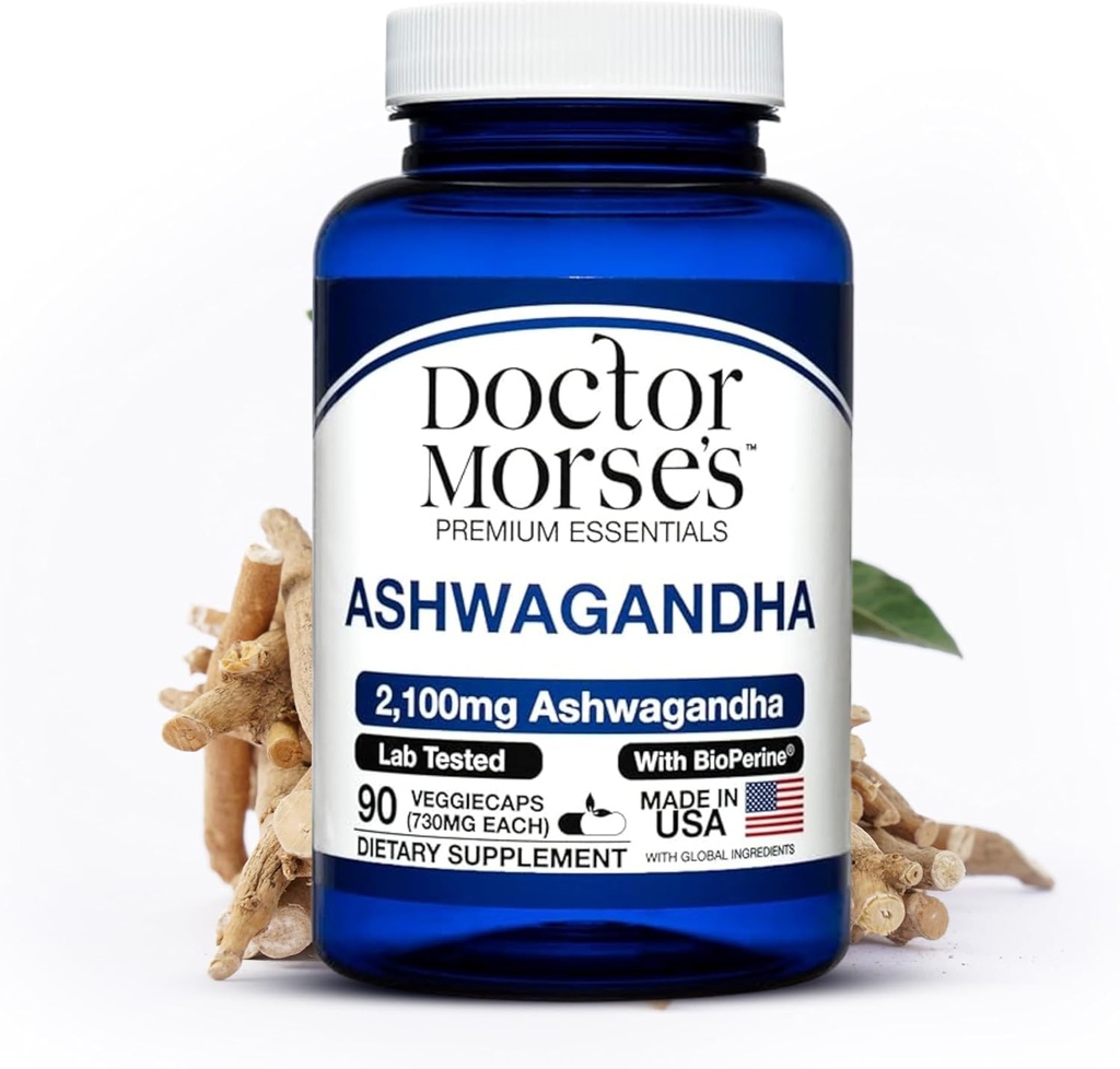 Ashwagandha 2100mg Supplement, Pure Ashwagandha Powder and Root Extract, Bioperine Black Pepper, Made in FDA-Registered, NSF-Certified Facility, Supports Healthy Stress Levels, 90 Capsules