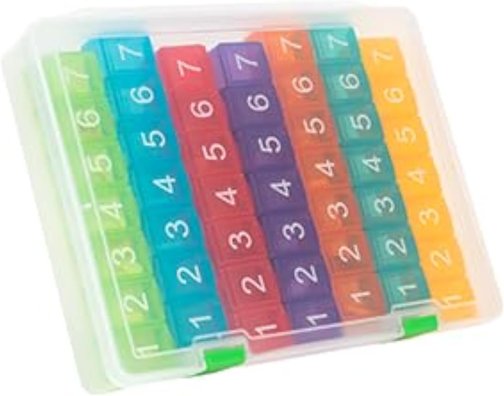 e-Pill 7 Times a Day x 7 Day Weekly Clear Pill Organizer, Vitamin ve Tıp Pillbox (Rainbow)