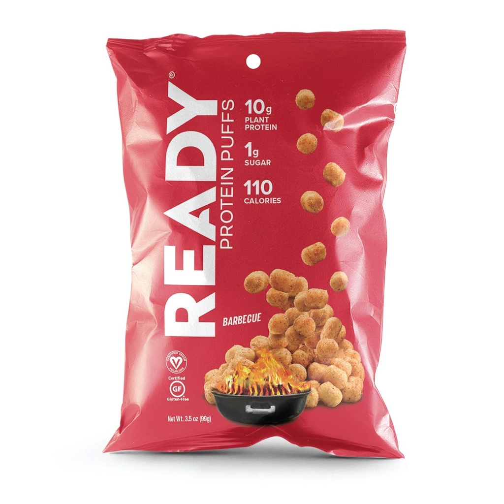 Ready® Protein Puffs – Guilt-free, High-Protein Crunchy Snack – 10g Πρωτεΐνη με βάση το φυτό, 110 θερμίδες – Vegan, Gluten-free, No Artificial Flavors – Barbecue (Υπόθεση 6, 3.5 oz Τσάντες)