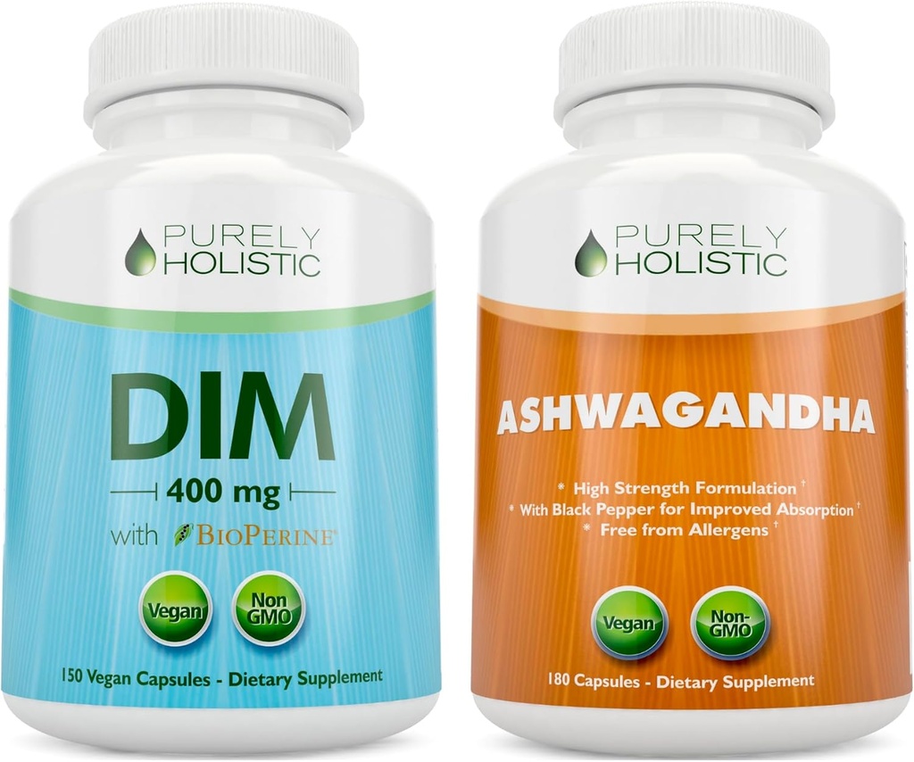Safly Holistic Dim 400 mg & Bioperine + Organik Ashwagandha 1300 mg - 330 Vegan Capsules - ABD'de Gerçekleştirilmiş