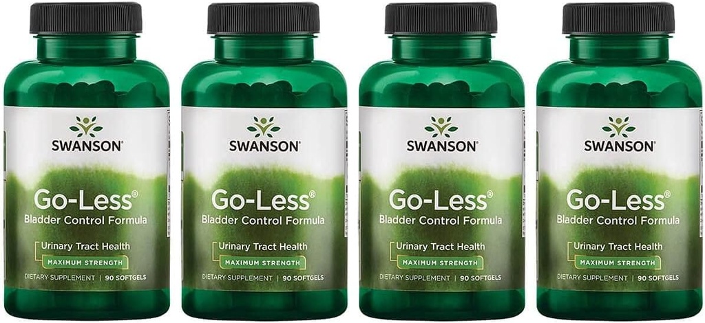 Swanson Go-Less Bladder Control Formula - Promotes Urinary Tract Health and Healthy Bladder Support - Natural Supplement for Adults with Pumpkin Seed Extract - (90 Softgels) 4 Pack