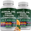 NEW AGE Selenium, çinko, Iodine, L Tyrosine, Ashwagandha - Kadın ve Erkekler için Bladderwrack, Turmeric, Silica Kelp, Schisandra - 120 Kont