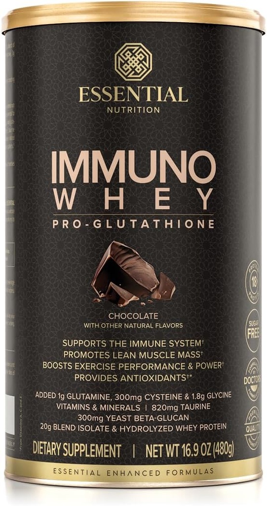 Temel Beslenme Immuno Whey - Isolate & Hydrolyzed Whey Protein Tozu, Glutathione Production - Beta Glucan - Chocolate 16.9 oz (15 hizmet)