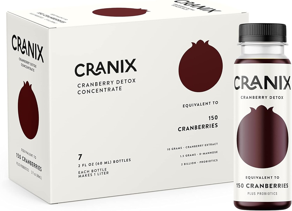 NGL Cranix - Doğal Cranberry 2fl oz Detox Shots for Urinary Wellness - 7 Pack - Plus Apple Cider Vinegar, Probiyotiks, D-Mannose ve Betaine