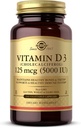 Solgar Vitamin D3 (Χολκαλσιφερόλη) 125 mcg (5000 IU), 240 κάψουλες λαχανικών - Βοηθά στη διατήρηση υγιή οστά & δόντια - Υποστήριξη ανοσοποιητικού συστήματος - Μη-ΓΤΟ, Χωρίς γλουτένη - 240 Σύνολο Σερβίρει