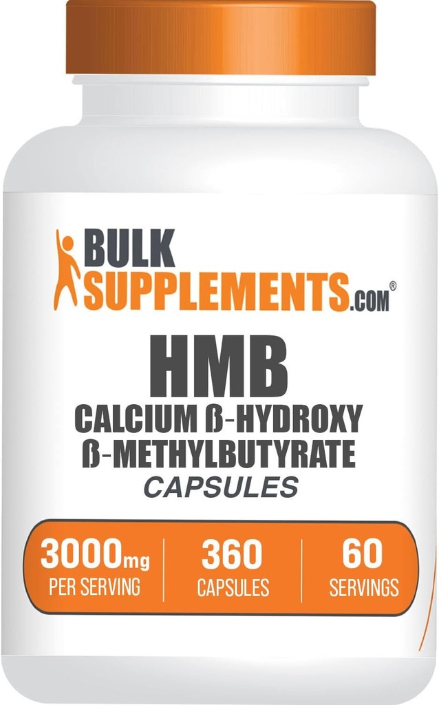 BulkSupplements.com HMB Capsules - Steel HMB Supplement, Beta-Hydroxy Beta-Methylbutyrate - Gluten Free, 6 Capsules per Service (3000 mg), 360 Count (Pack of 1)