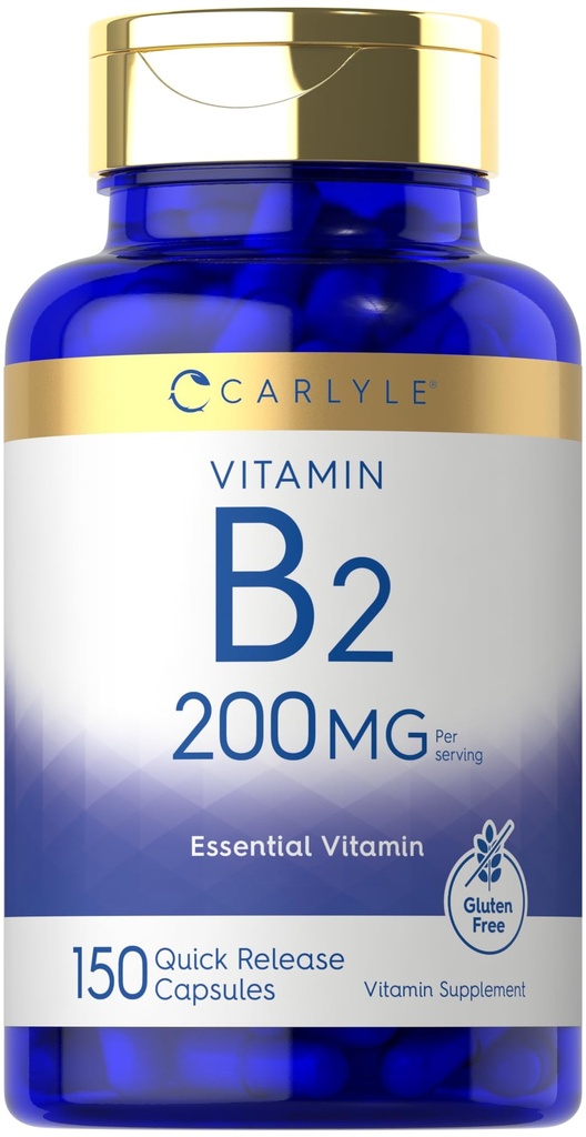 Carlyle Vitamin B2 200mg | 150 Count | Riboflavin | Non-GMO & Gluten Free Essential Supplement
