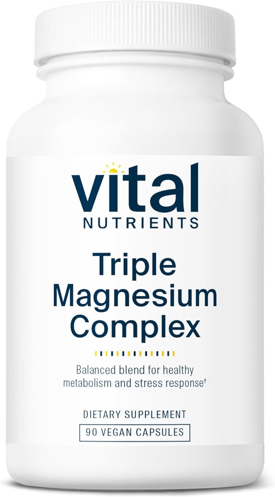 Vital Nutrients Triple Magnezyum Kompleksi | Vegan Glycinate, Malate & Hoffman 250mg | Stres, Kas, Kalp, Bone Support | 90 Capsules