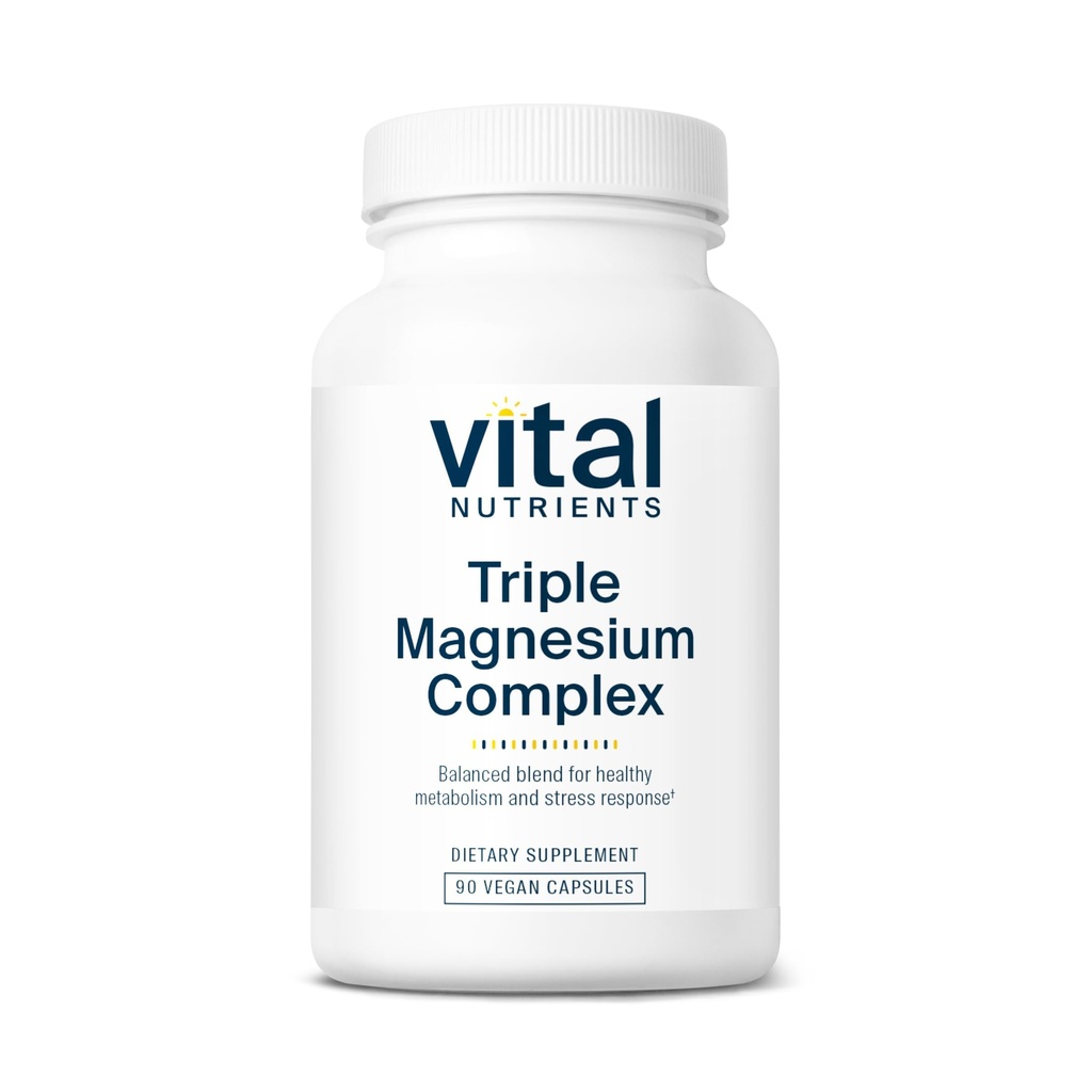 Vital Nutrients Triple Magnezyum Kompleksi | Vegan Glycinate, Malate & Hoffman 250mg | Stres, Kas, Kalp, Bone Support | 90 Capsules