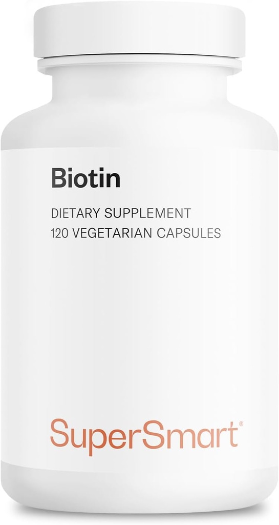 Supersmart - Biotin 10.000mcg / 10g per Day (High Potency) - B7 Biotin Supplement - Sağlıklı Saç, Skin & Nails | Non-GMO & Gluten Free - 120 Vegetarian Capsules