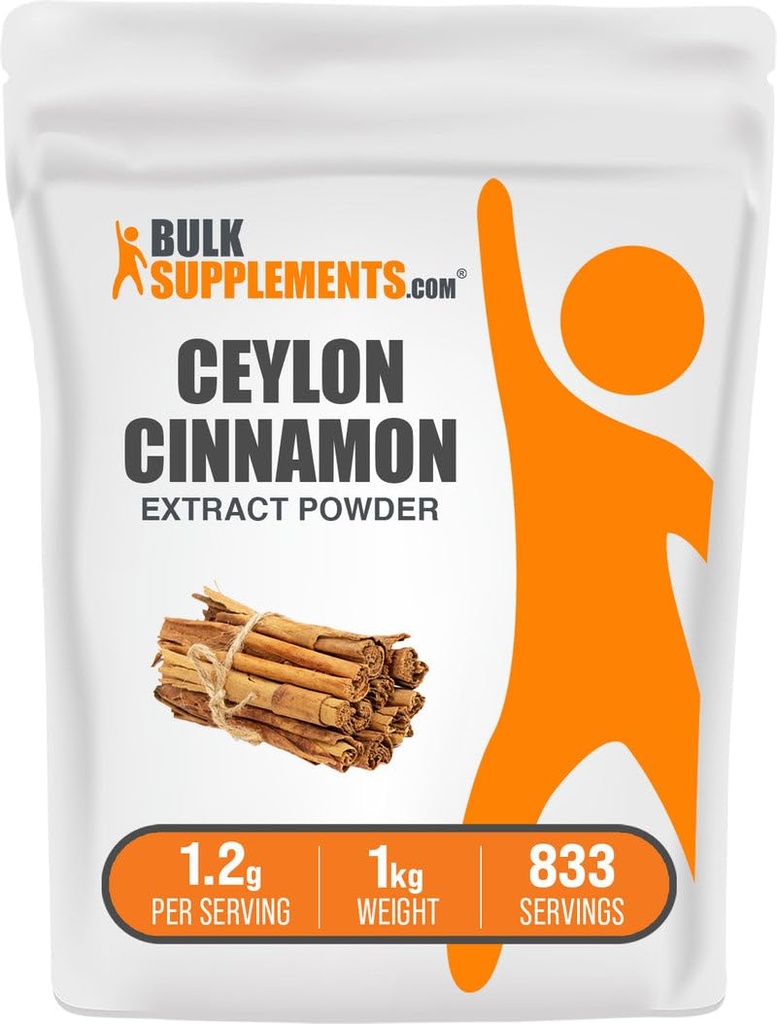 BulkSupplements.com Cinnamon Bark Extract Toz - Ceylon Cinnamon Supplement, Herbal Supplement - Vegan & Gluten Free, 1.2g per Service, 1kg (2.2 lbs) (Pack of 1)