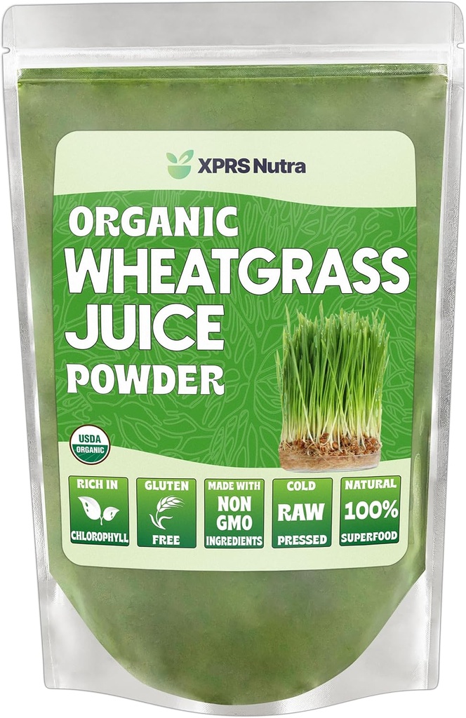 XPRS Nutra Organik Buğdaygrasss Juice - Sustainally Grown - An Buğday Grass Emme Toz Yoğun Sudan Yapıldı - Daha Fazla Organik Buğdaylar Toz - 8 Ounce