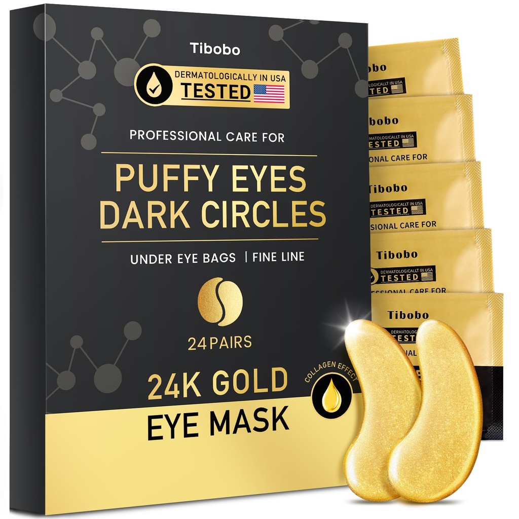 Eye Patches (24 Pairs) - 24K Altın Göz Maskeleri Abundant Collagen | Diminish Dark Circles ve Puffiness | Anti-Aging, Smooth Fine Line, Nourish Skin - Women Skin Care
