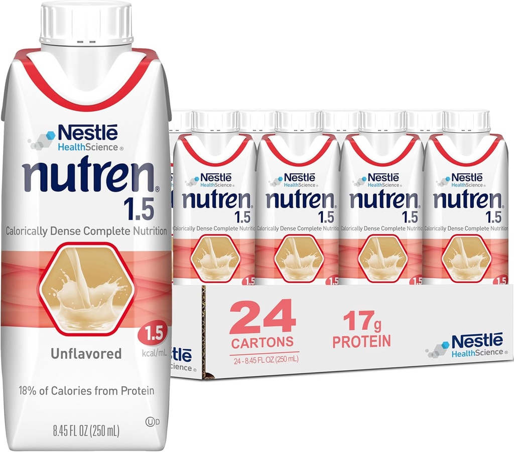 Nestle Nutren 1.5 Tube που τροφοδοτεί τη φόρμουλα Unflavored 250 mL χαρτοκιβώτιο 24 ct