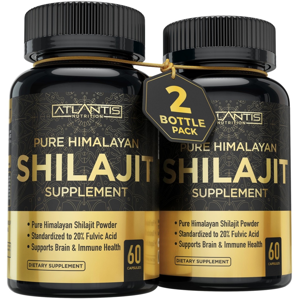 Atlantis Beslenme Himalaya Shilajit Capsules %20 Fulvic asit ile formüle edildi | 1000MG Oda başına - 10:1 Ekstra | ABD Made | Himalaya Shilajit Supplement for Men & Women | 120 Capsules