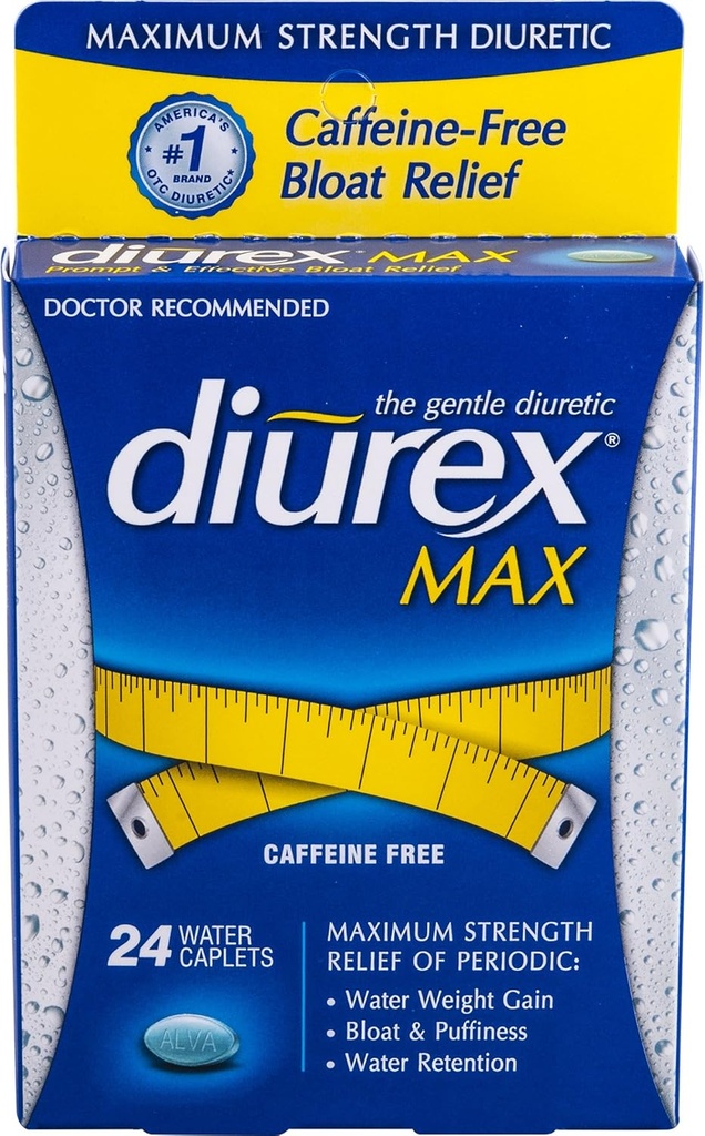 Diurex Max Water Caplets Caffeine Free - 24 Caplets, Pack of 2