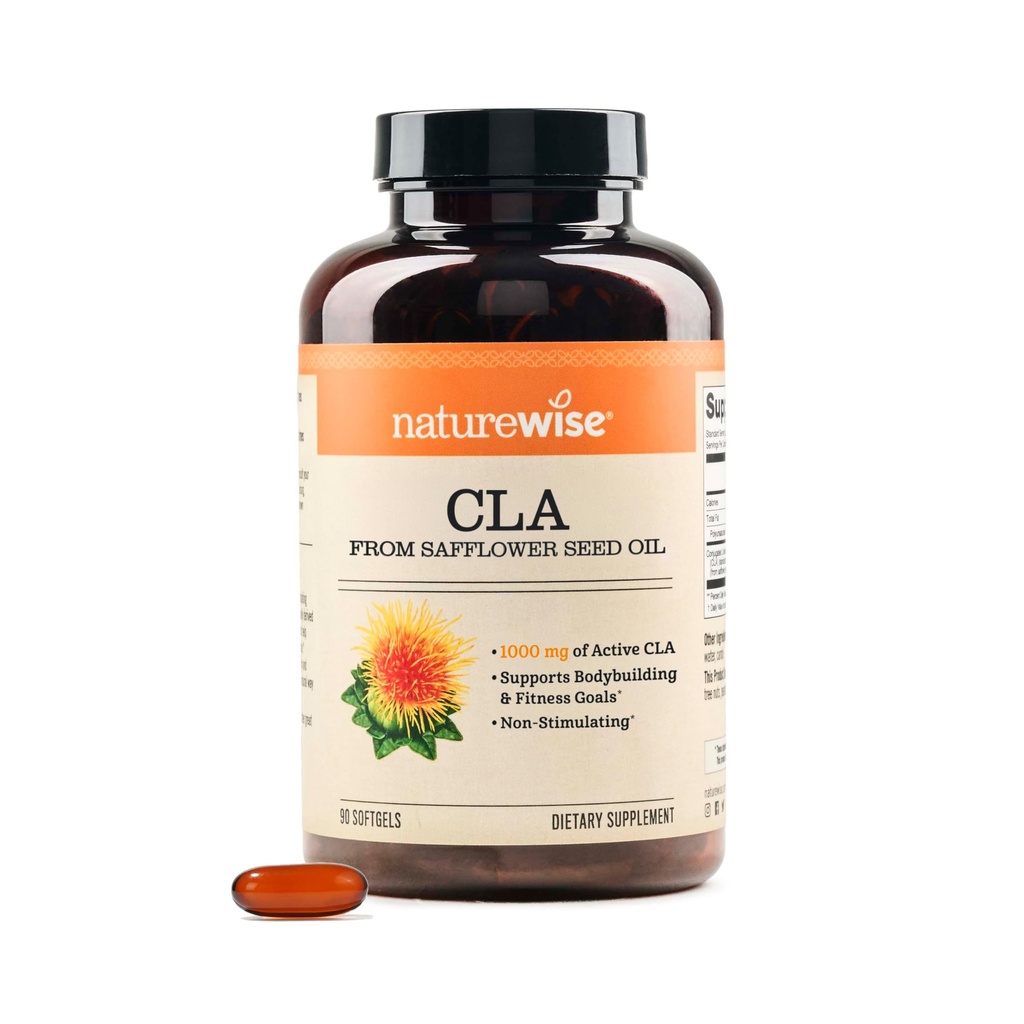 NatureWise CLA 1250 - Kadınlar ve Erkekler için Conjugated Linoleic Asit Supplement, Stimulating değil, Sağlıklı Kilo, Fitness Hedefleri - GMO, Gluten Free - 90 Softgels[1-Month Supply]
