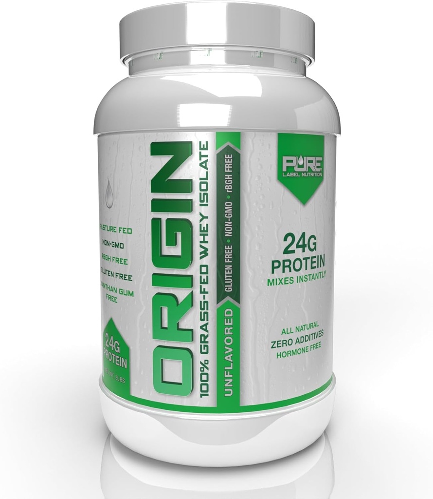 Pure Label Beslenme 100% Grass-Fed, Unflavored Whey Isolate Protein Toz (24g) Essential Amino Asits ile Pre ve Post Workout Recovery & Muscle Building, Low Fat & Low Carbs - 2lbs