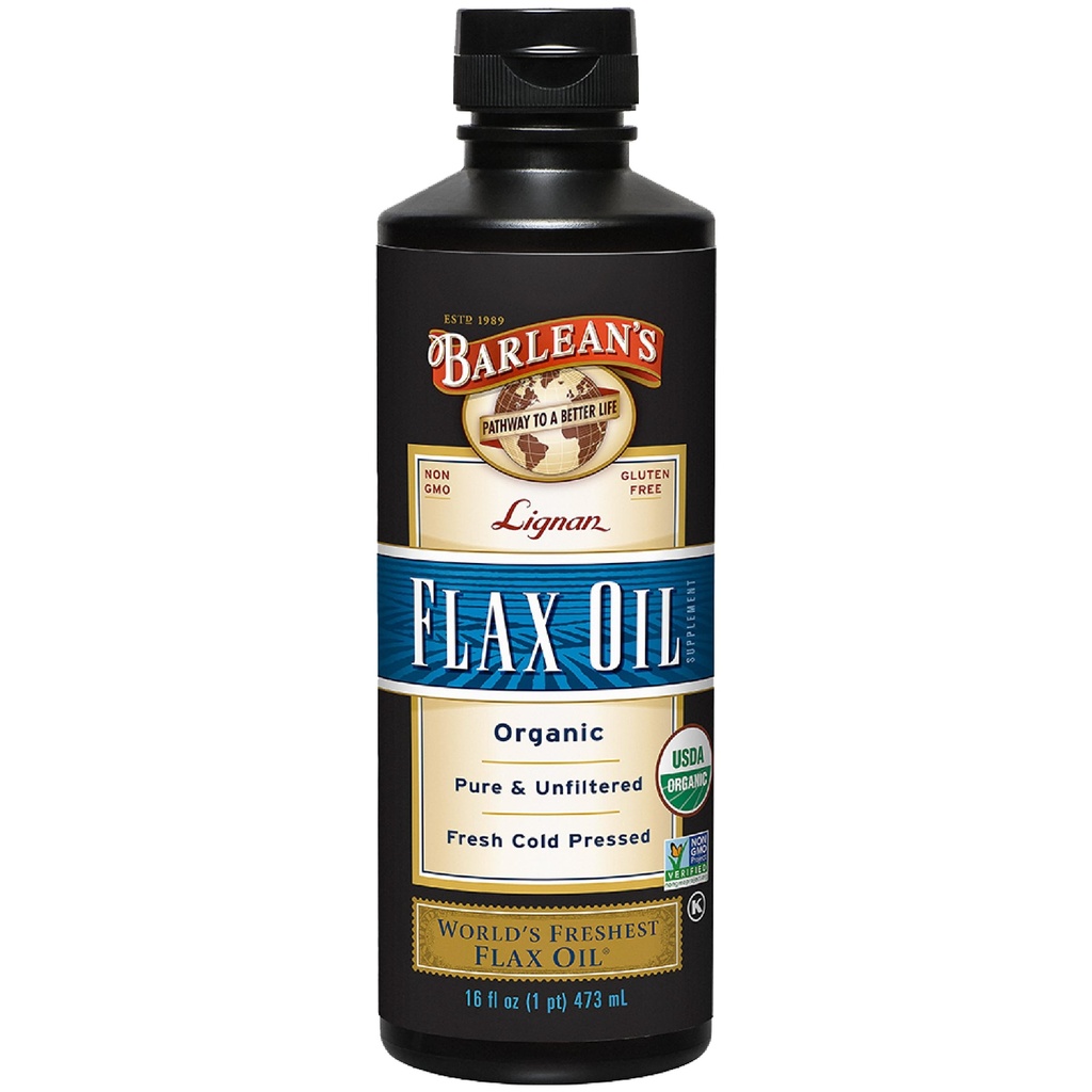 Barlean'ın Organik Lignan Omega 3 Erkekler ve Kadınlar için Yağlı Sıvı Tamam, Soğuk Basın Flax Tohumları, 7230 mg ALA Fatty Acid, Vegan ve Gluten Free, 16 ozzz