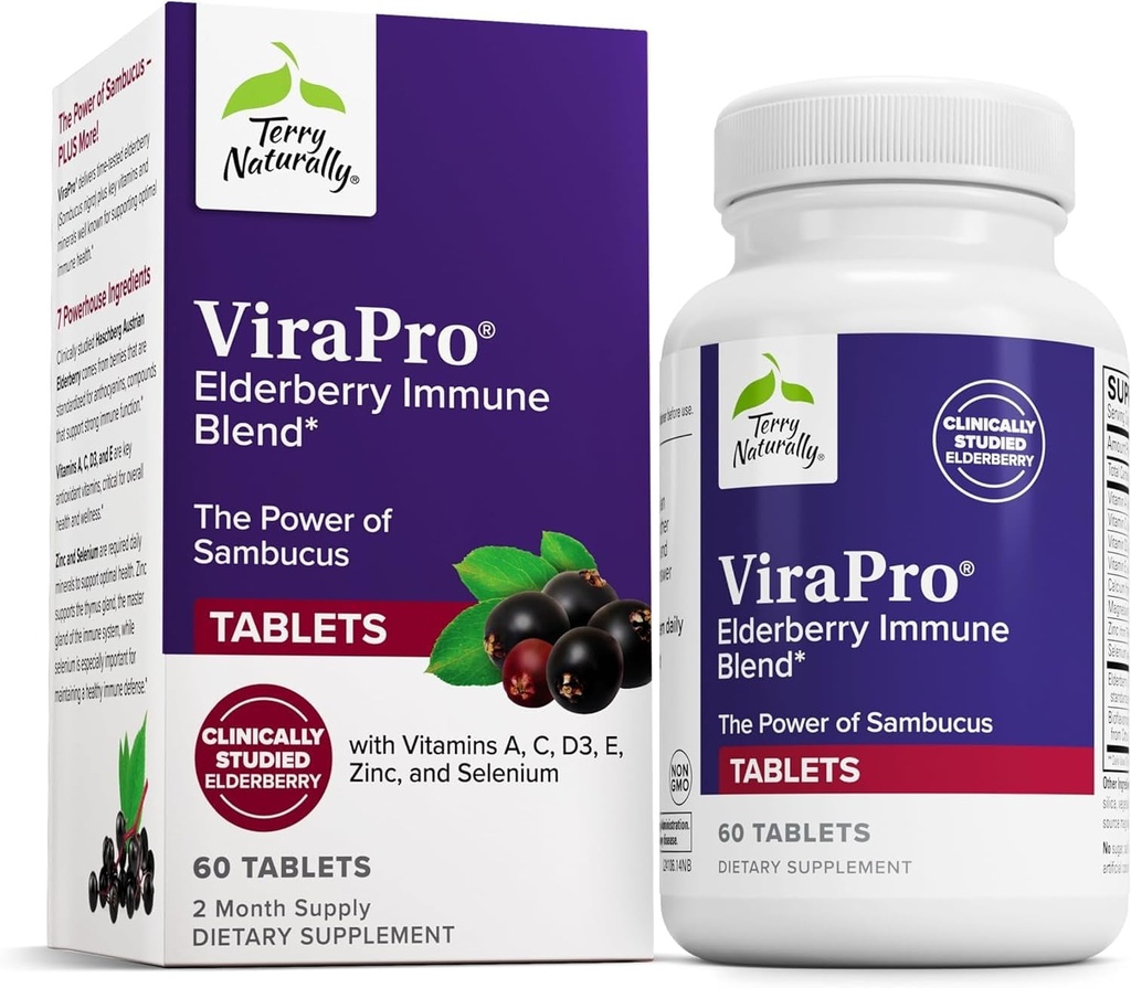 Terry Doğal ViraPro - Immune Support için Herbal Mix ile Tamam - Elderberry, çinko & Selenium - Destek Immune Response - 60 Tablets