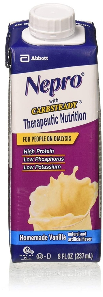 Nepro Complete Nutrition with Carb Steady Vanilla Liquid - 8 Oz / Konteyners, Case of 24 by Nepro