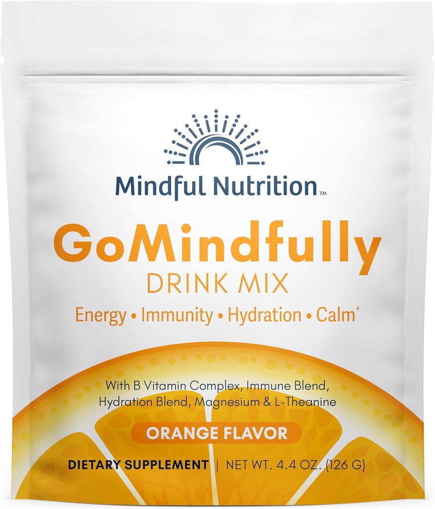 GoMindly Orange Super Calm Toz İçecek Mix for Hydration, Recovery, Immunity and Energy with Trace Minerals, Essential Vitamins, L-Theanine ve B Vitamin Kompleksi