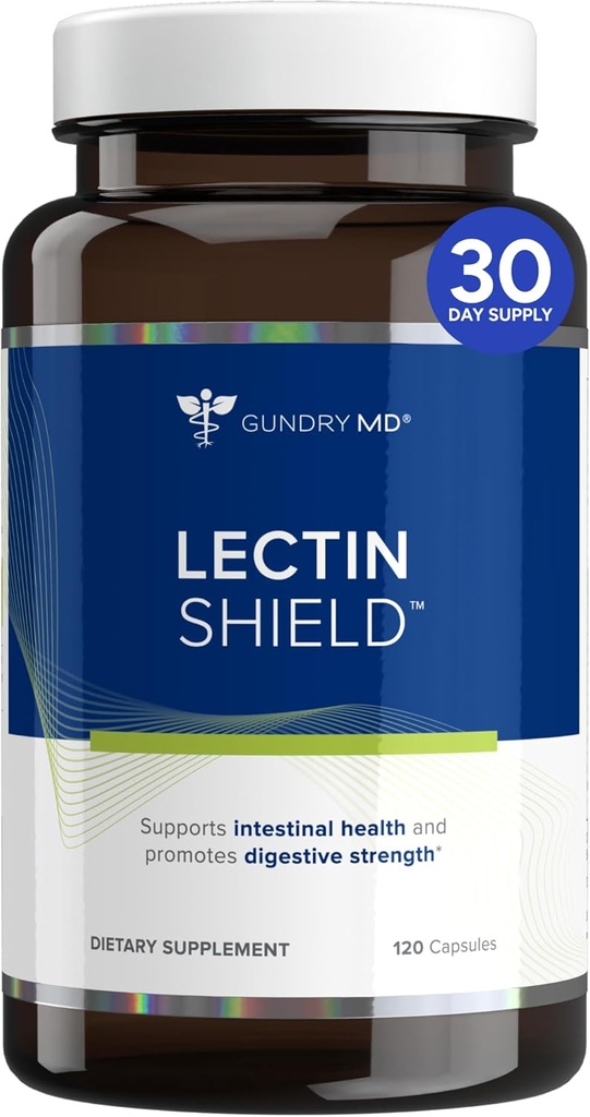 Gundry MD® Lectin Shield, Gut Health ve Digestion Supplement, Helps Block Potansiyelly Harmful Lectins, Supports Digestive Comfort, and Intestinal Health †*, 30 Day Supply