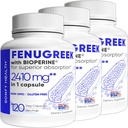 Fenugreek Capsules, 2410 mg, 360 Hizmetler, Fenugreek Pills With BioPerine® for Superior Abors, Non-GMO, Gluten Free Fenugreek Tohumlar Eks, Fenogreco Capsulas