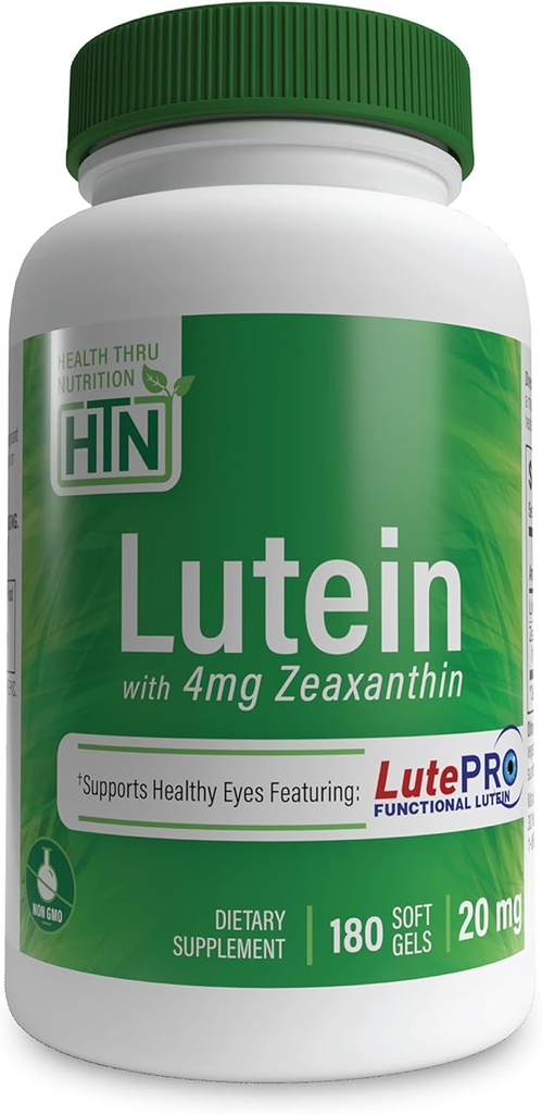 Zeaxanthin 4 mg 180 Softgels ile 20 mg | Doğa Identical 5:1 Karşılaştırma | Sağlıklı Göz, Cilt ve Beyin | No-GMO Soy & Gluten Free | by Health Thru Beslenme