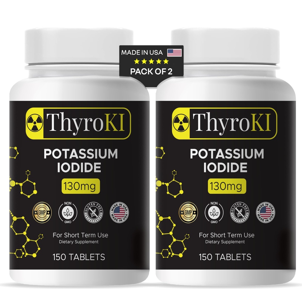 Potasyum Iodide Tabletleri 130 mg - Tiroid & Respiratory Desteği - YODO Naciente KI Pills | Hızlı - Acil Iodine Supplement | Non-GMO | Gluten Free | 300 Tablet | ABD'de Yapılan | 2 Paket