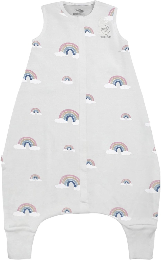 Woolino 4 Season Baby Sleep Bag ayaklarla, Merino Wool ve Organik Pamuk Walker Sleep Sack, Toddler Uyku Bag, 18-36m, Rainbow