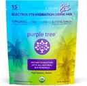 Purple Tree Organic Electrolyte Hydration Packets – Pina Colada Flavor, Sugar-Free Liquid Hydration Sticks for Rapid Rehydration, Daily Electrolyte Drink Mix for Dehydration Relief, 15 To-Go Packs