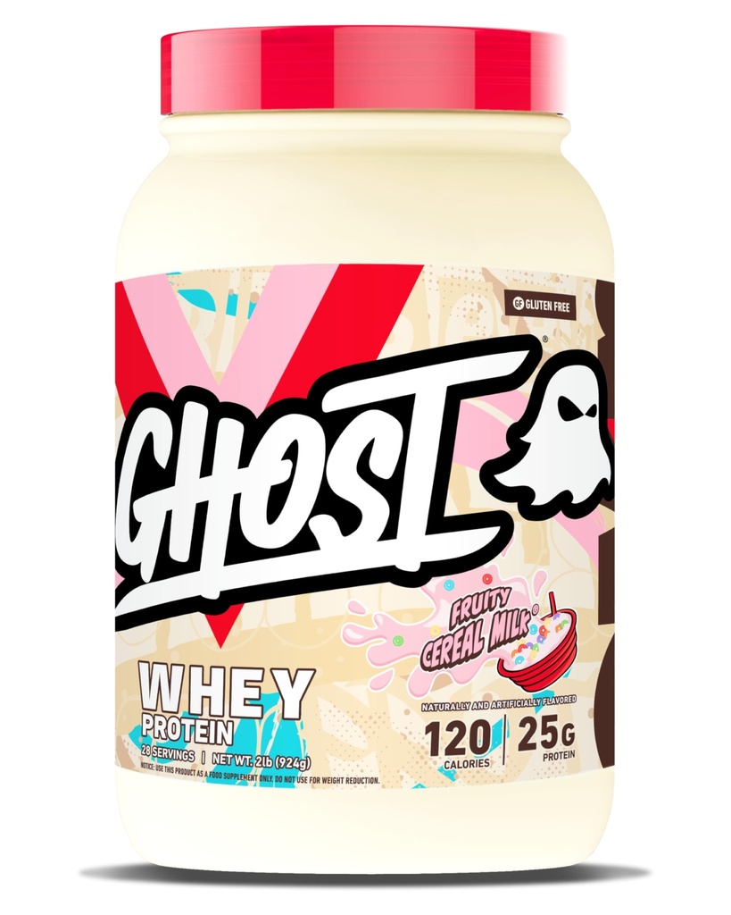 GHOST Whey Protein Tozu, Meyveli Cereal Süt - 2LB, 25G Protein - Whey proteini - post Workout Fitness & Beslenme Shakes, Smoothies, Baking & Cooking - Soy & Gluten-Free