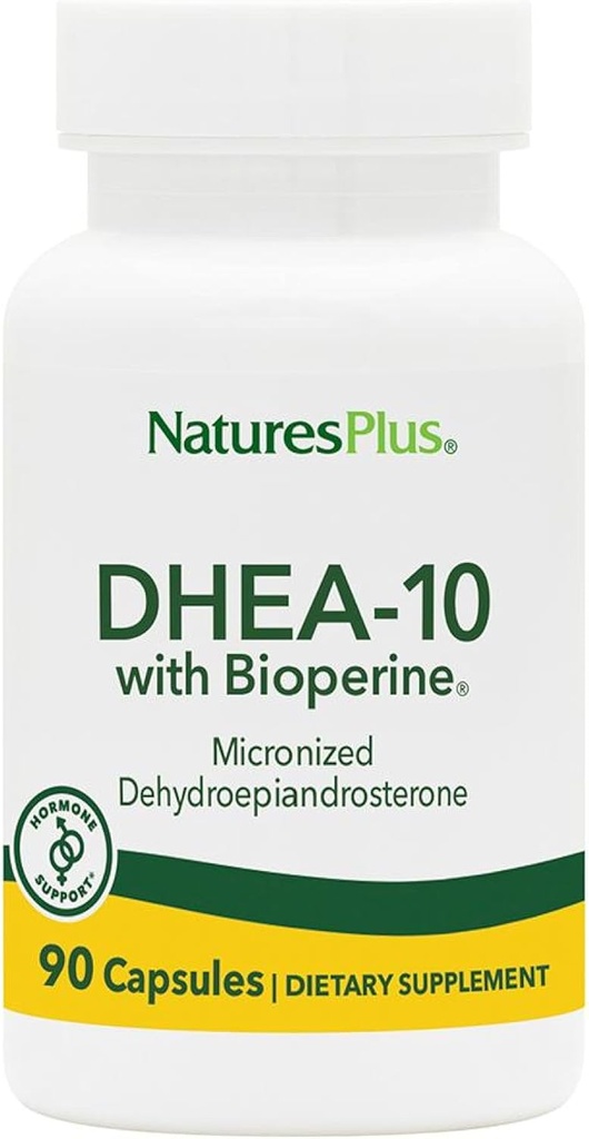 Natures Plus DHEA-10 with Bioperine - 10 mg, 90 Vegetarian Capsules - Gluten-Free - 90 Servings