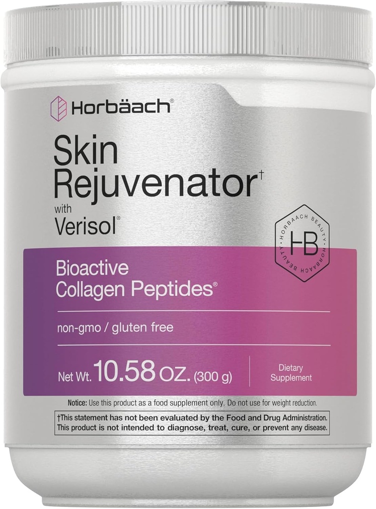 Horbäach Skin Rejuvenator with Datasol 10.58 oz | Bioaktif Collagen Peptide Toz | Tip I ve III | GMO, Gluten Free Supplement Supplement