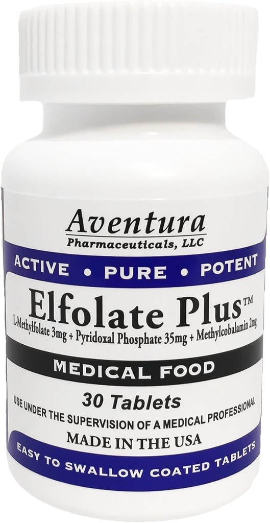 Plus® 3 mg L-Methylfolate Methylfolate Methylfolate Methylfolate Medical Food Supplement Professional Strength Active Pure Potent 30 Tablets