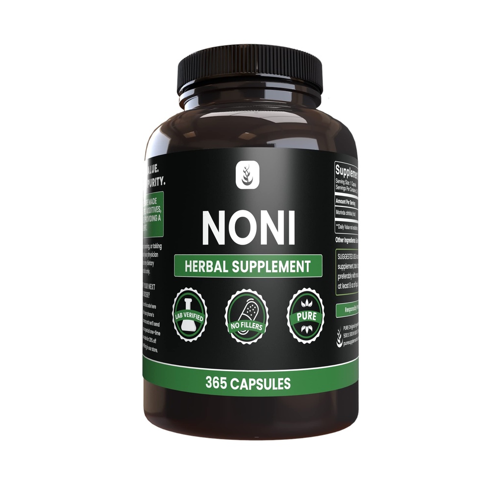PURE ORIGINAL INGREDIENTS Noni (365 Capsules) Magnezyum Or Rice Fillers, Always Pure, Lab TY