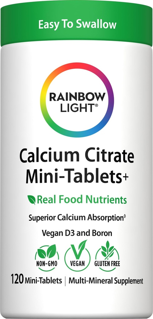 Rainbow Lightuba Citrate Tabletleri D Vitamin D, Diyetsel Tamam Yüksek Lisans Kemik Sağlığı Desteği, Kalsiyum ve Vitamin D, Vegetarian ve Gluten Free, 120 Count Count