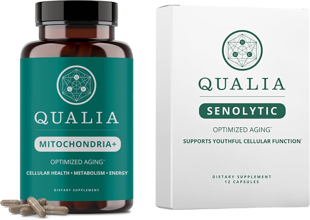 Qualia Life Sciences Sche Qualia Mitochondria+ & Qualia Senolytic, Aging Supplements That Supports Optimal Hücre Onarım & Rejuvenation