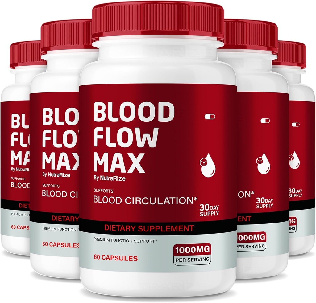(5 Pack) Kan Akışı Max Capsules, Blood Flow Max Advanced Blood Support Formula, Sağlıklı Kan Circulation için maksimum Güçlü Tamam, Genel Sağlık için Tüm Doğal Piller, Yorumlar (300 Capsules)