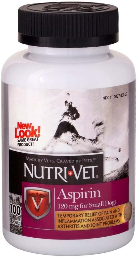 Nutri- Vet Ασπιρίνη για Σκύλους Μικροί Σκύλοι Κάτω των 50 lbs - 100 Count (120 mg) - Συσκευασία των 2