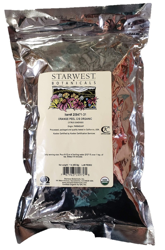 Orange Peel Toz Organik - Citrus sinensis, 1 lb, (Starwest Botanicals)