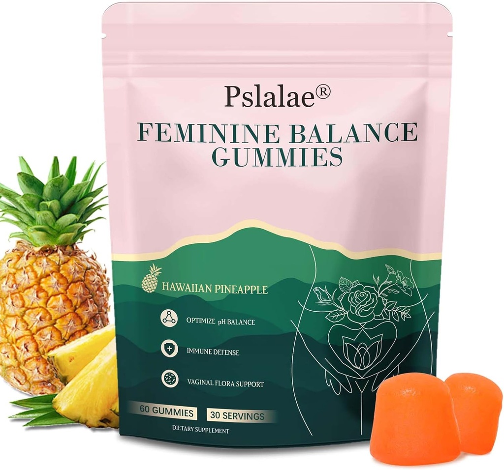 Γυναικεία Ισορροπία Gummies, Ανανάς Gummies Γεύσης για γυναίκες ph, για Υγεία & Ευεξία - Ανοσολογική Υποστήριξη - Vegan, Χωρίς Γλουτένη - 60 Gummies - 30 Ημέρα Προμήθεια